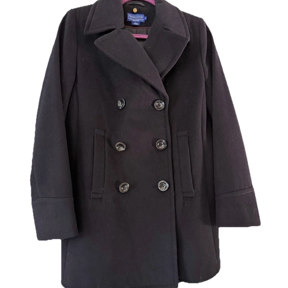 Pendleton Women’s Wool Blend Classic Peacoat Navy S Button Front Double Breasted
